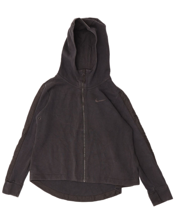 Suéter Nike feminino com capuz e zíper UK 14 médio algodão preto
