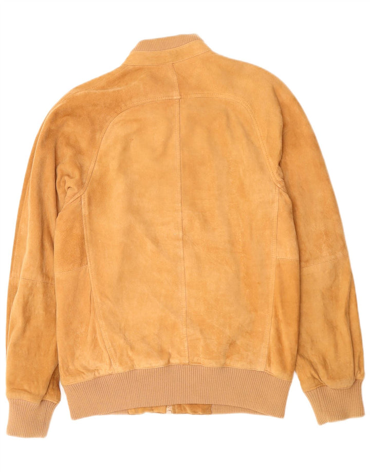 Jaqueta bomber masculina vintage de camurça UK 38 marrom médio