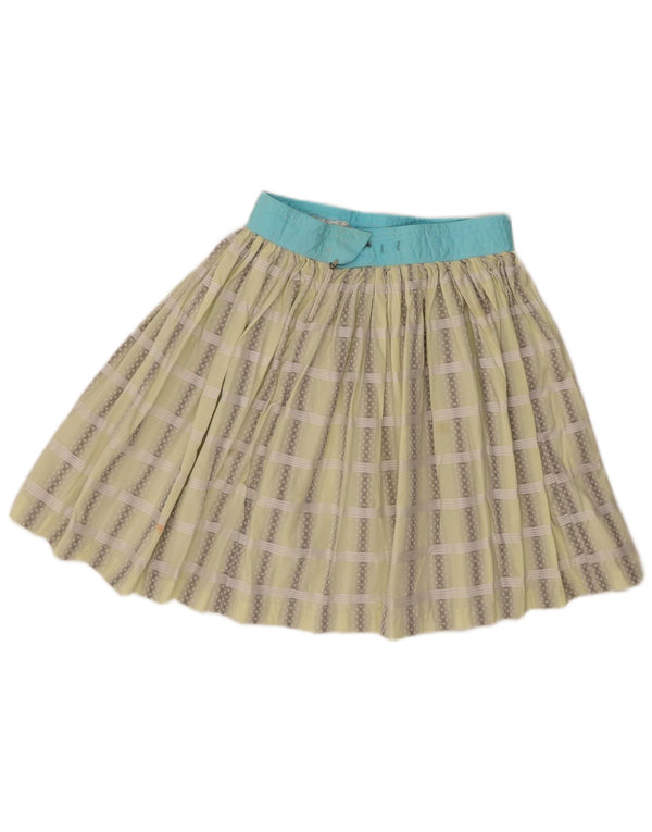 Saia plissada feminina vintage W26 pequena xadrez verde