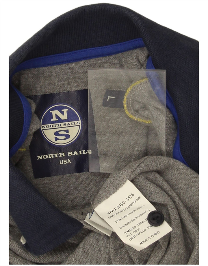 Camisa polo masculina North Sails gráfica grande algodão cinza