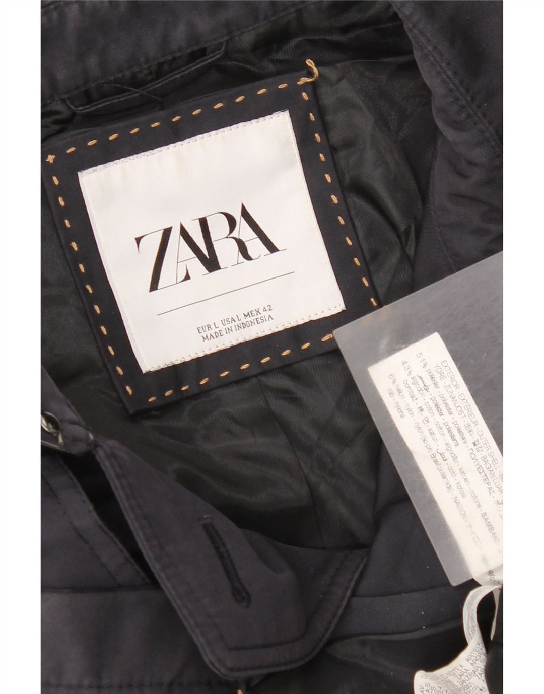 Zara Mens Trench Coat UK 40 Grande Poliéster Azul Marinho