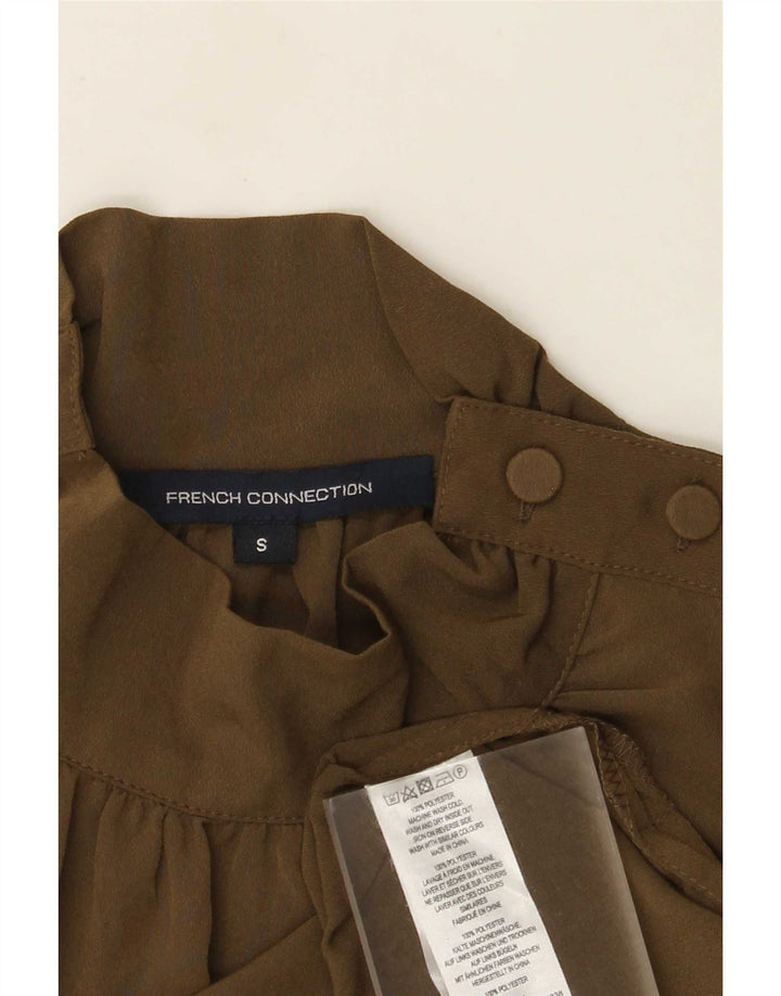 Blusa feminina de ajuste relaxado French Connection Top UK 10 poliéster cáqui pequeno