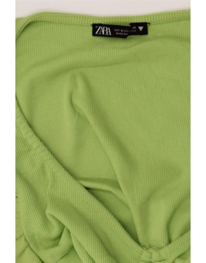 Zara Blusa Crop Feminina Top Reino Unido 8 Pequeno Verde