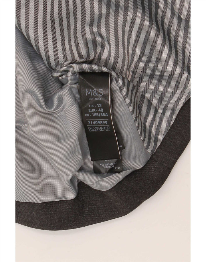 Jaqueta blazer feminina Marks & Spencer com 1 botão Reino Unido 12 poliéster cinza médio