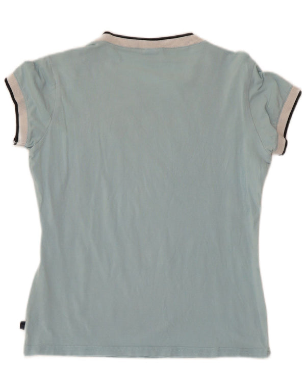 Camiseta feminina ASICS com estampa gráfica UK 12 algodão azul médio