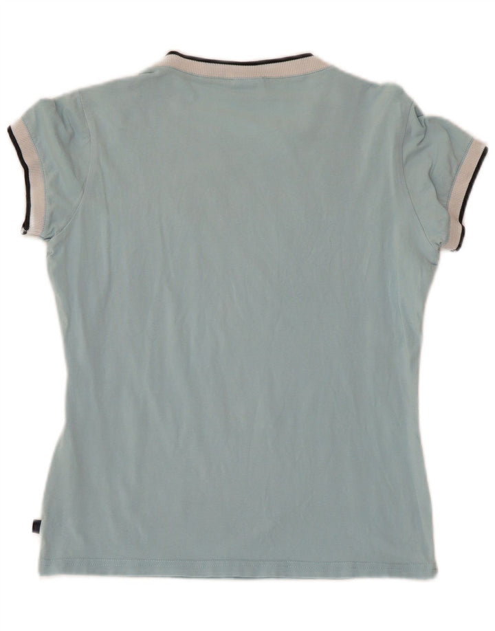 Camiseta feminina ASICS com estampa gráfica UK 12 algodão azul médio