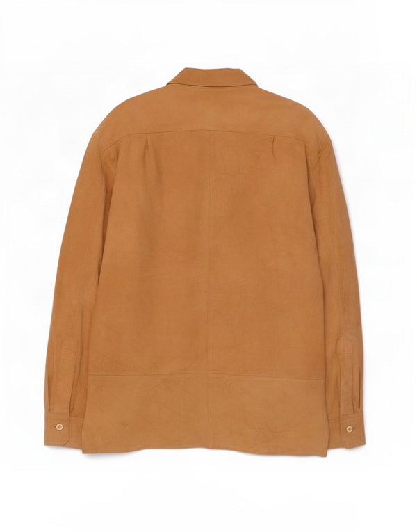Camisa masculina vintage de camurça grande couro bege