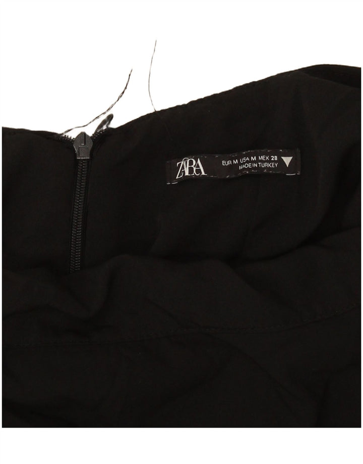 Mini vestido feminino Zara com ombros de fora UK 14 médio preto