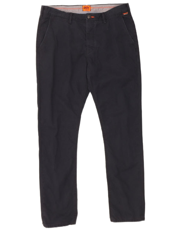 Calça Superdry Mens Slim Chino XL W36 L31 Azul Marinho Algodão