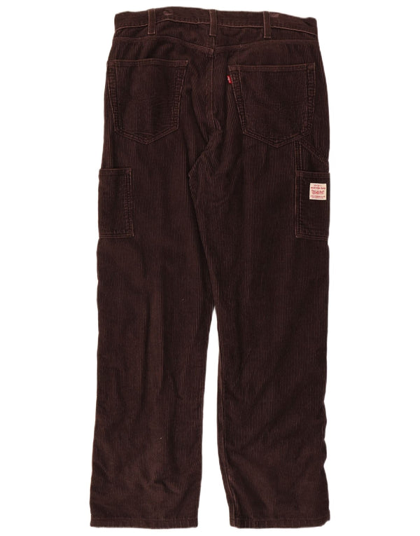 Levi's Mens Straight Cargo Corduroy Trousers W34 L34 Brown Cotton