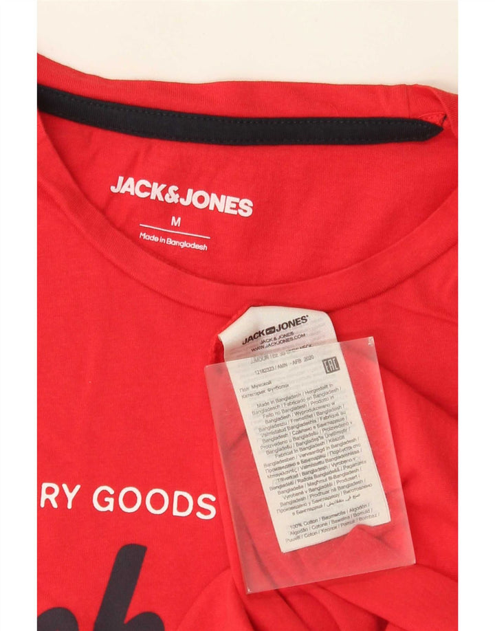 Camiseta gráfica masculina Jack & Jones Top médio algodão vermelho
