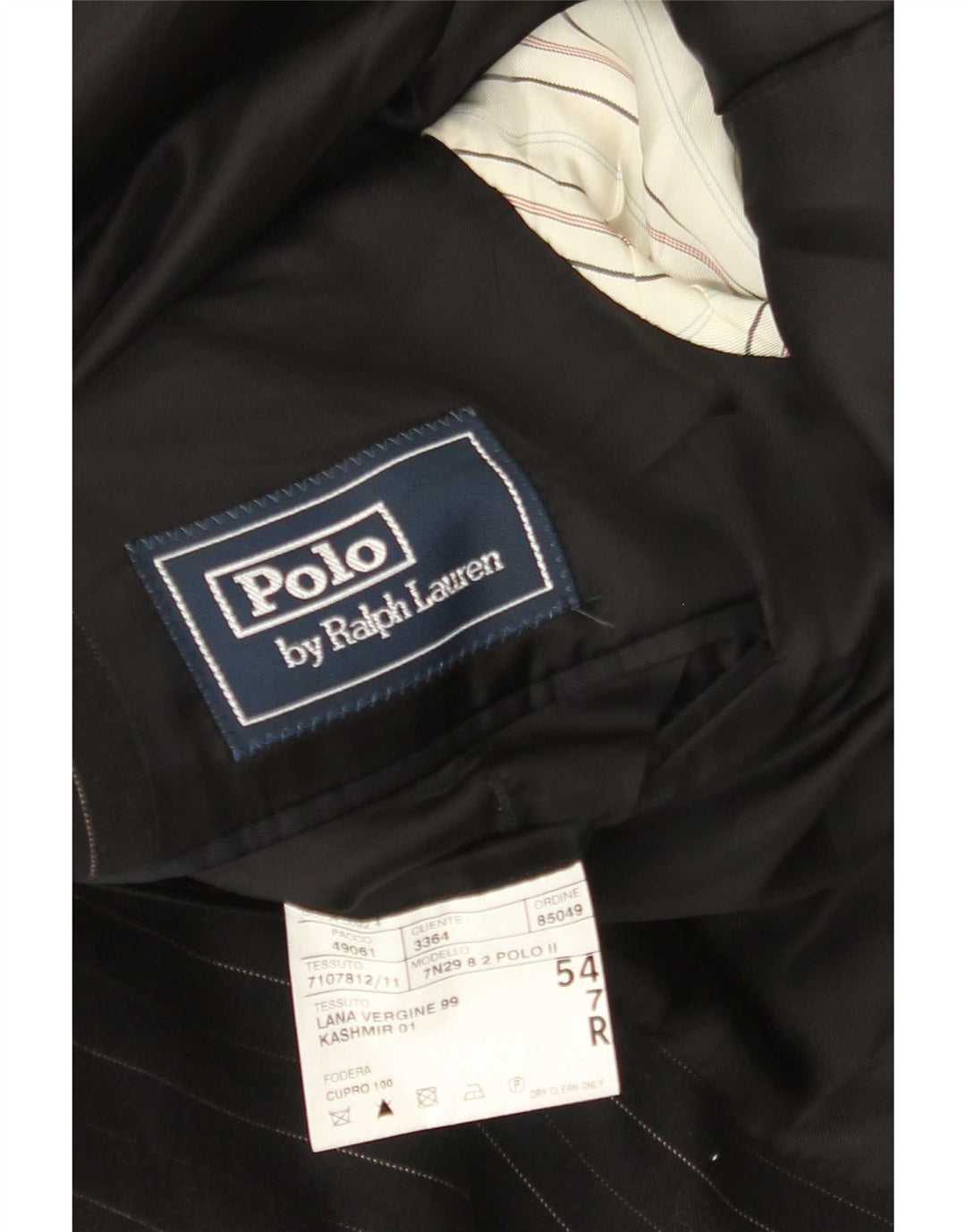 Polo Ralph Lauren Masculino IT 54 2XL Lã Risca de Giz Preta