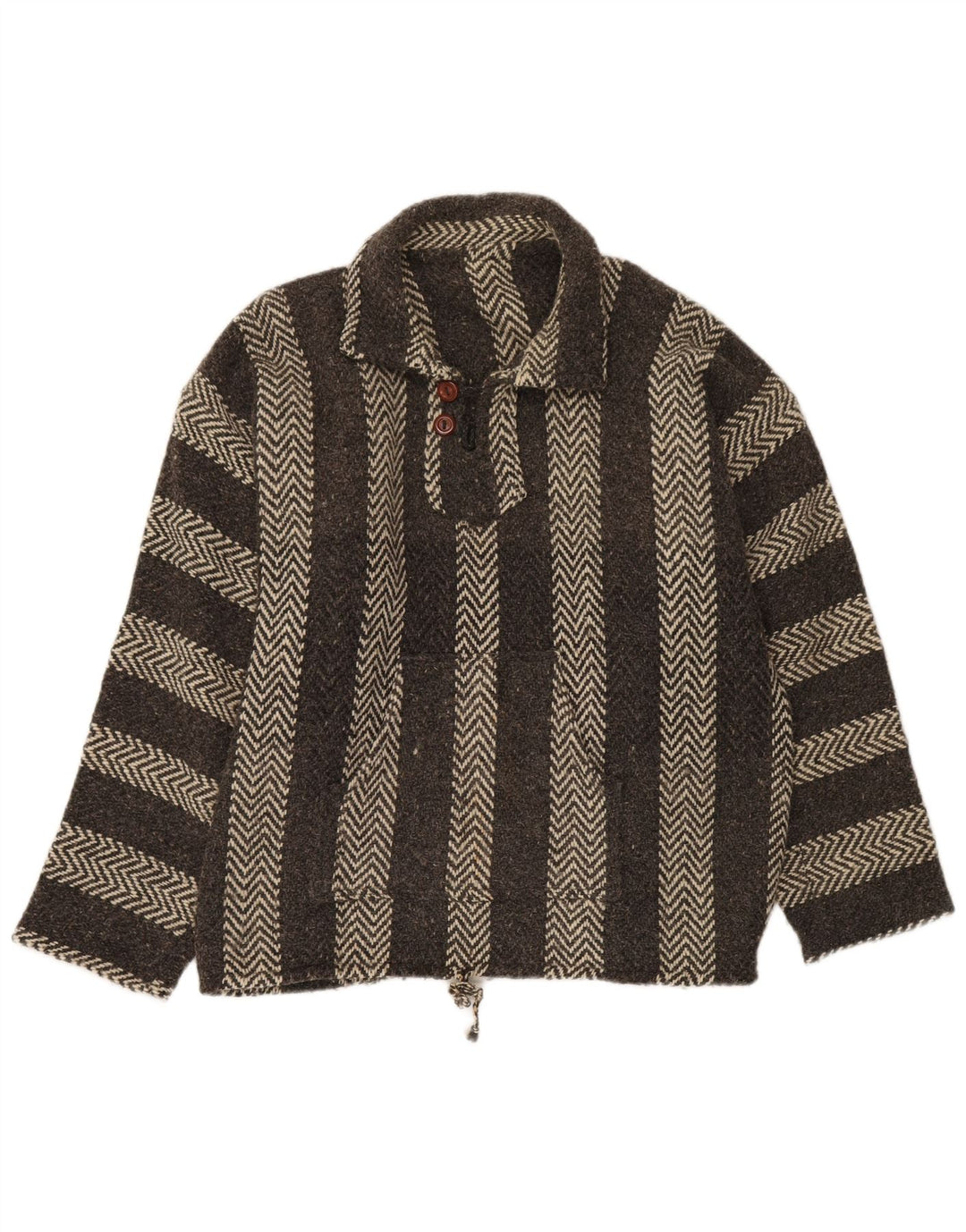 Suéter masculino VINTAGE com gola polo XL cinza Chevron Aztec