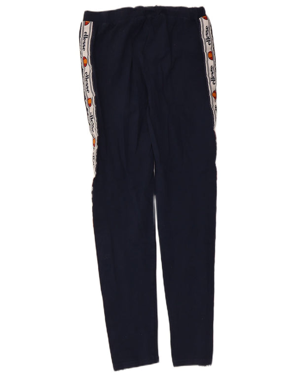 Ellesse Leggings Femininas Gráficas UK 12 Algodão Colourblock Médio Azul Marinho