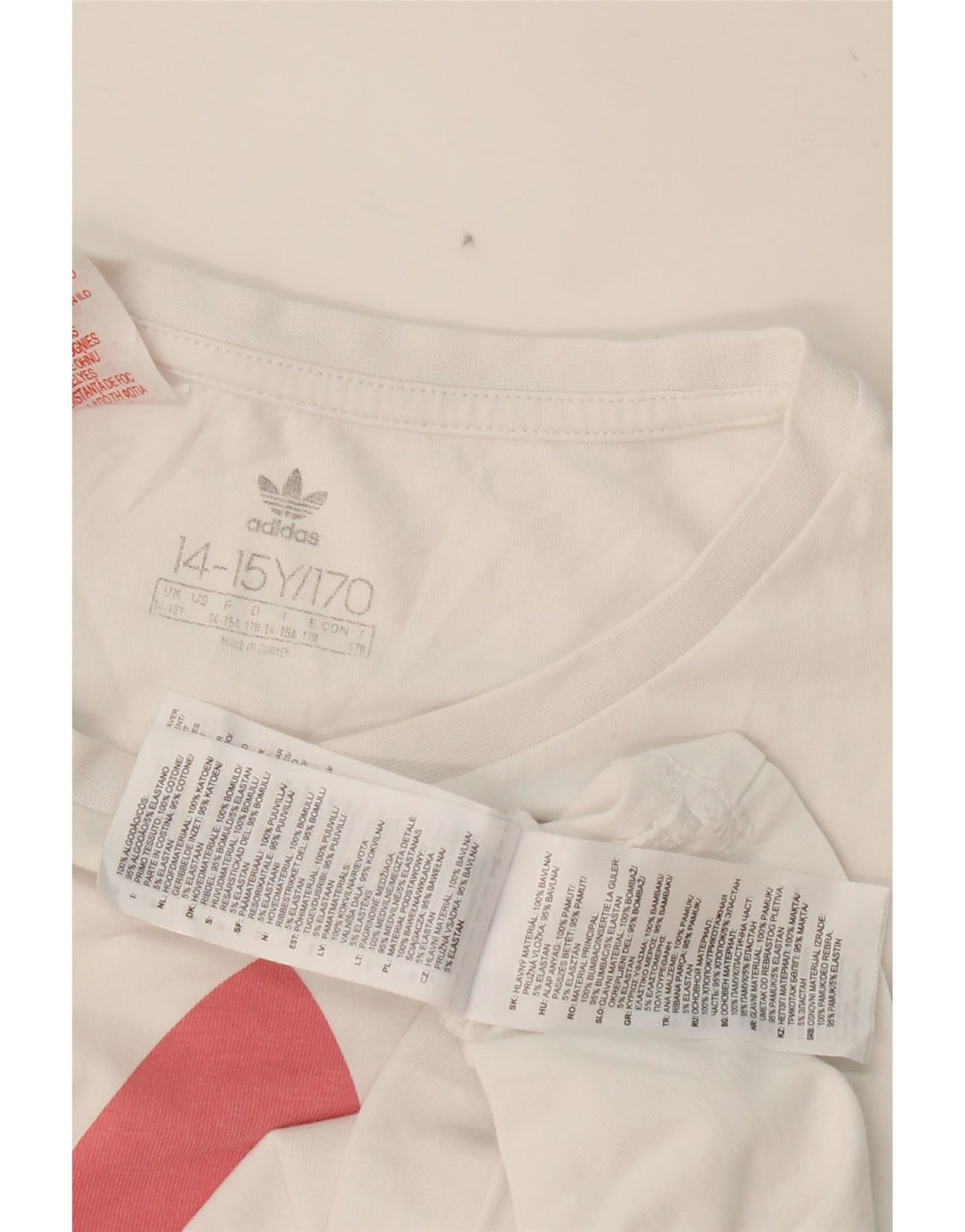ADIDAS Girls Graphic T-Shirt Top 14-15 Years White Cotton Vintage Adidas and Second-Hand Adidas from Messina Hembry 