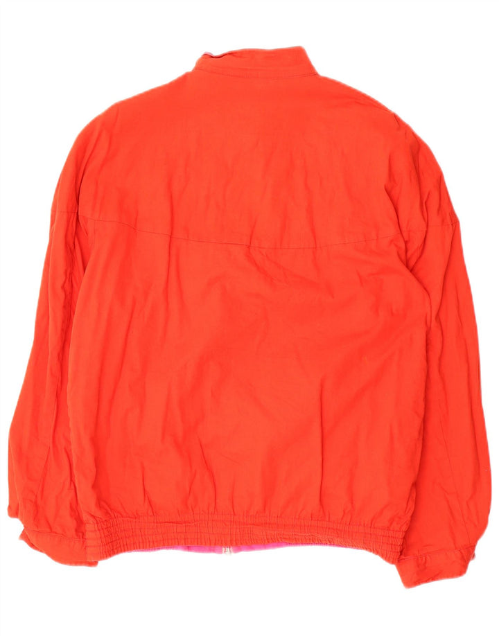 Jaqueta bomber reversível feminina vintage Reino Unido 12 médio rosa geométrico