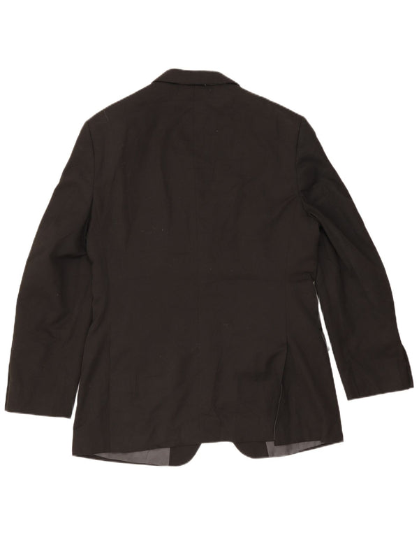 Jaqueta blazer masculina de 2 botões Marks & Spencer Reino Unido 40 poliéster preto médio
