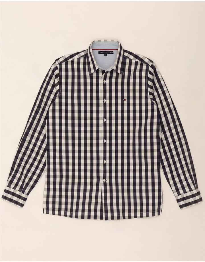 Camisa masculina Tommy Hilfiger média azul marinho guingão
