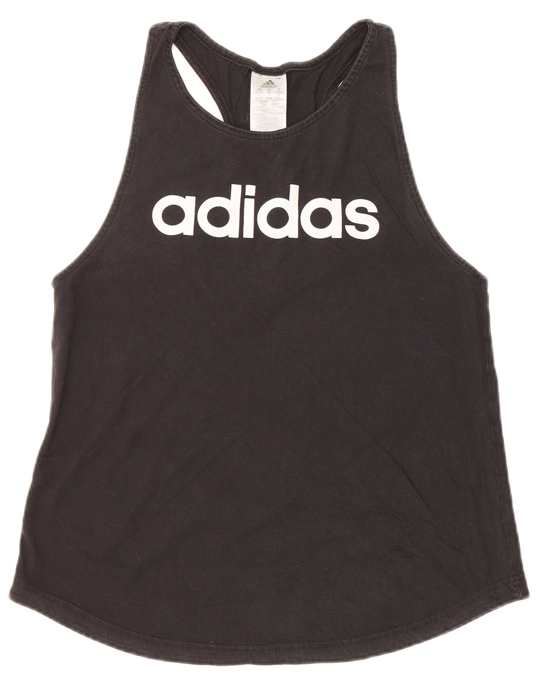 ADIDAS Womens Graphic Vest Top UK 12/14 Médio Algodão Preto