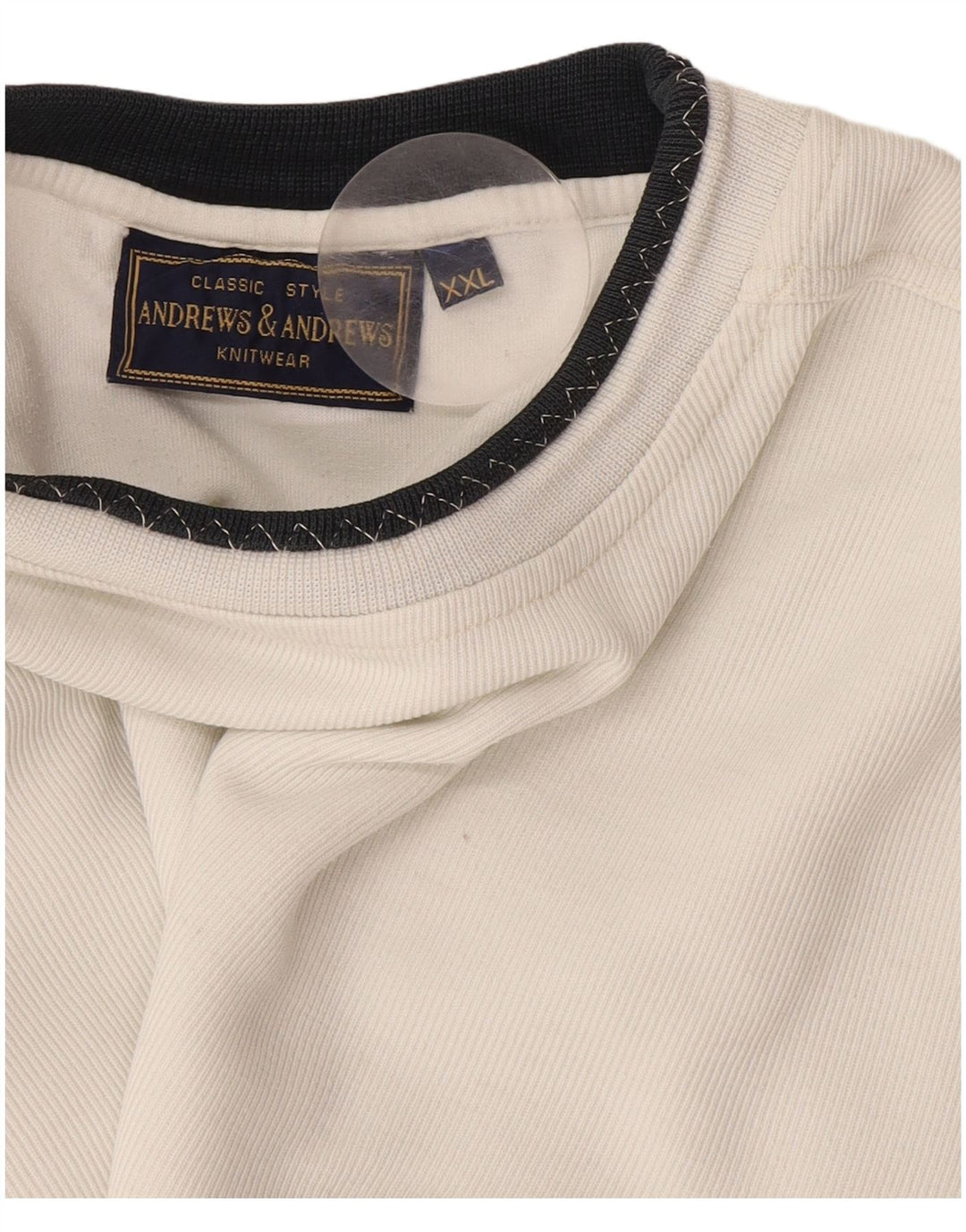 Moletom masculino vintage Jumper 2XL algodão branco