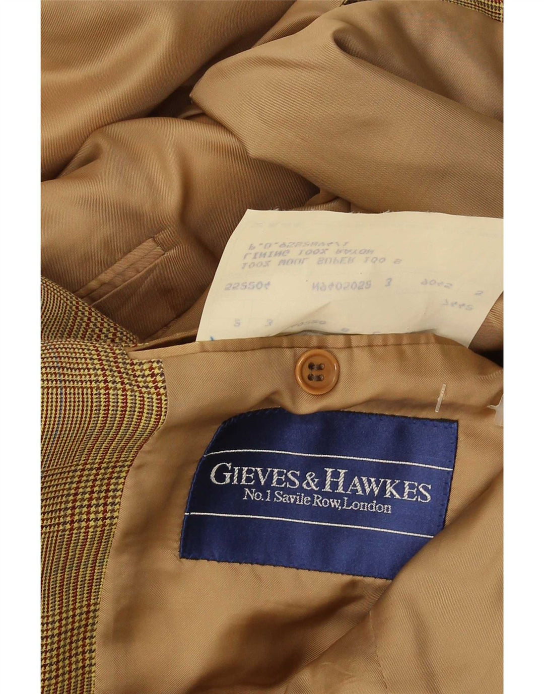 Jaqueta blazer masculina de 2 botões Gieves & Hawkes Reino Unido 42 XL marrom houndstooth lã