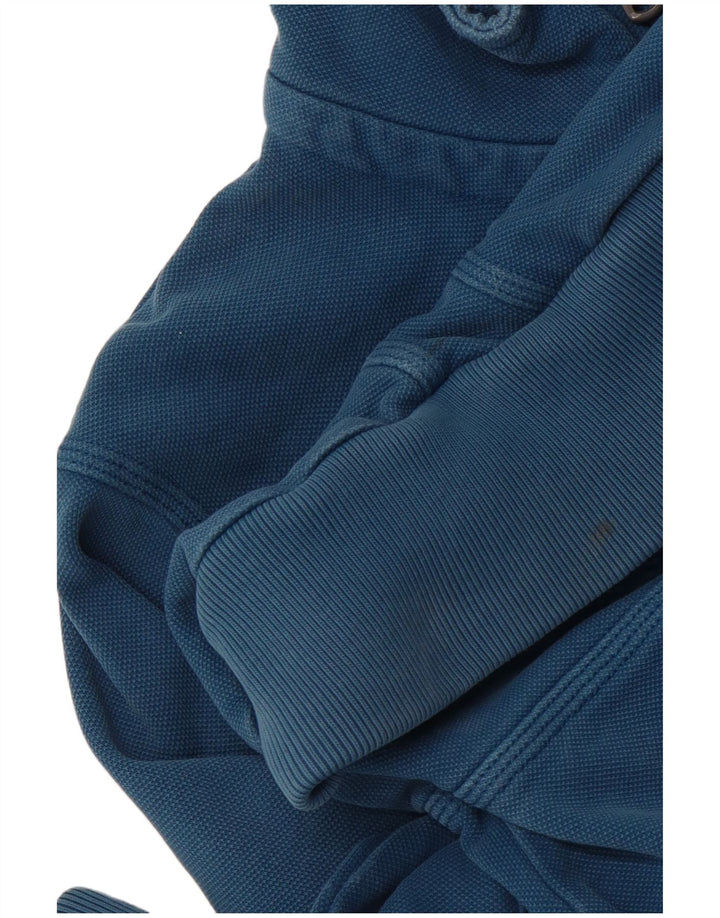 FAT FACE Suéter masculino com zíper e gola em algodão azul médio