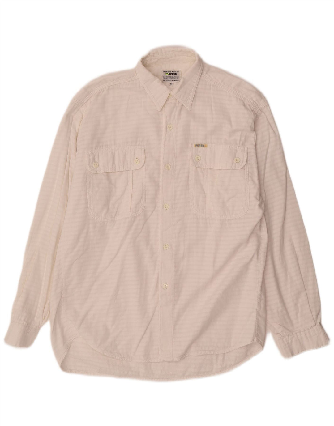 Camisa masculina POP 84 pequena listrada branca de algodão