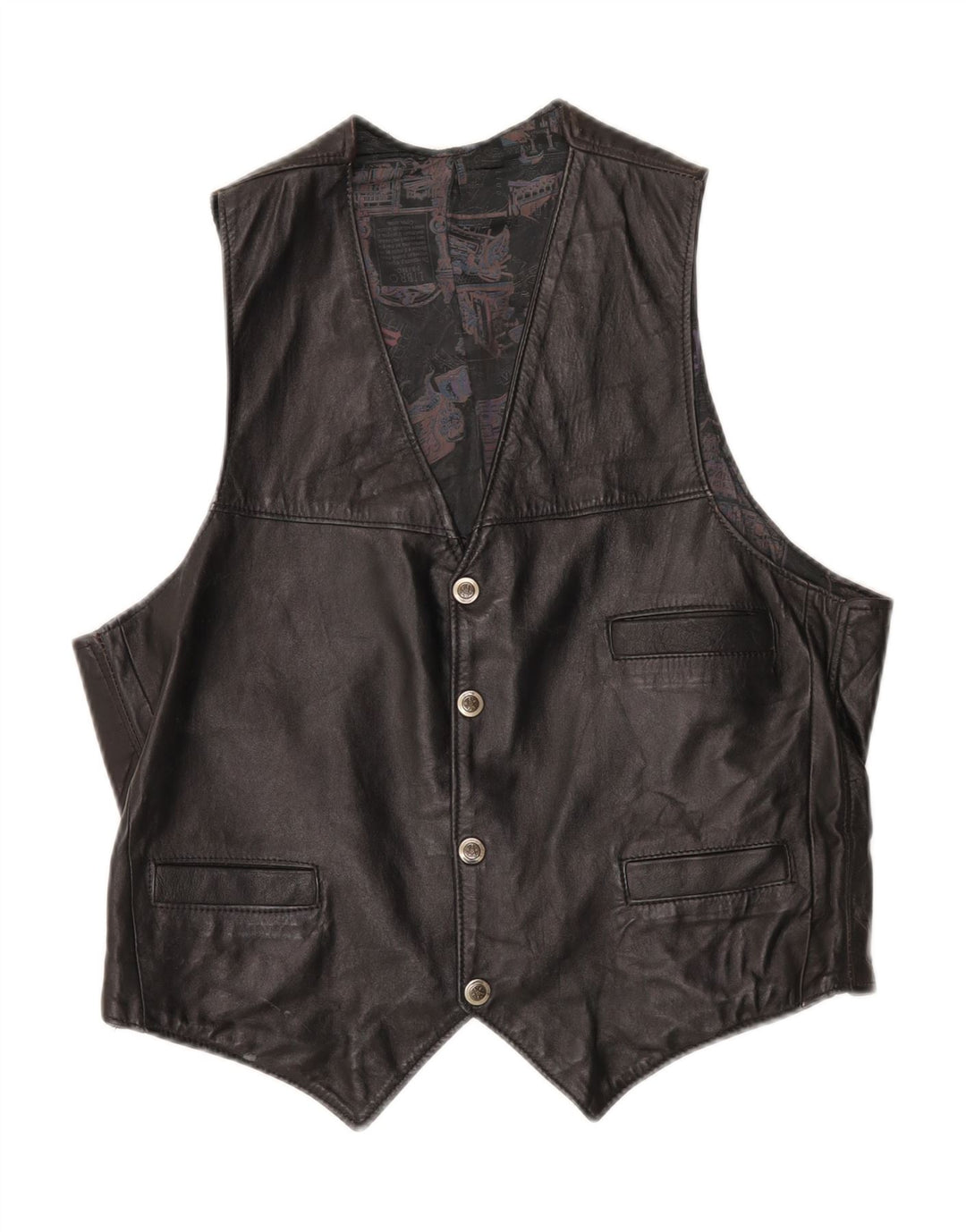 Colete de couro masculino VINTAGE marrom médio