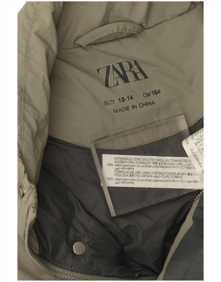 Zara Boys Colete acolchoado 13-14 anos cáqui nylon
