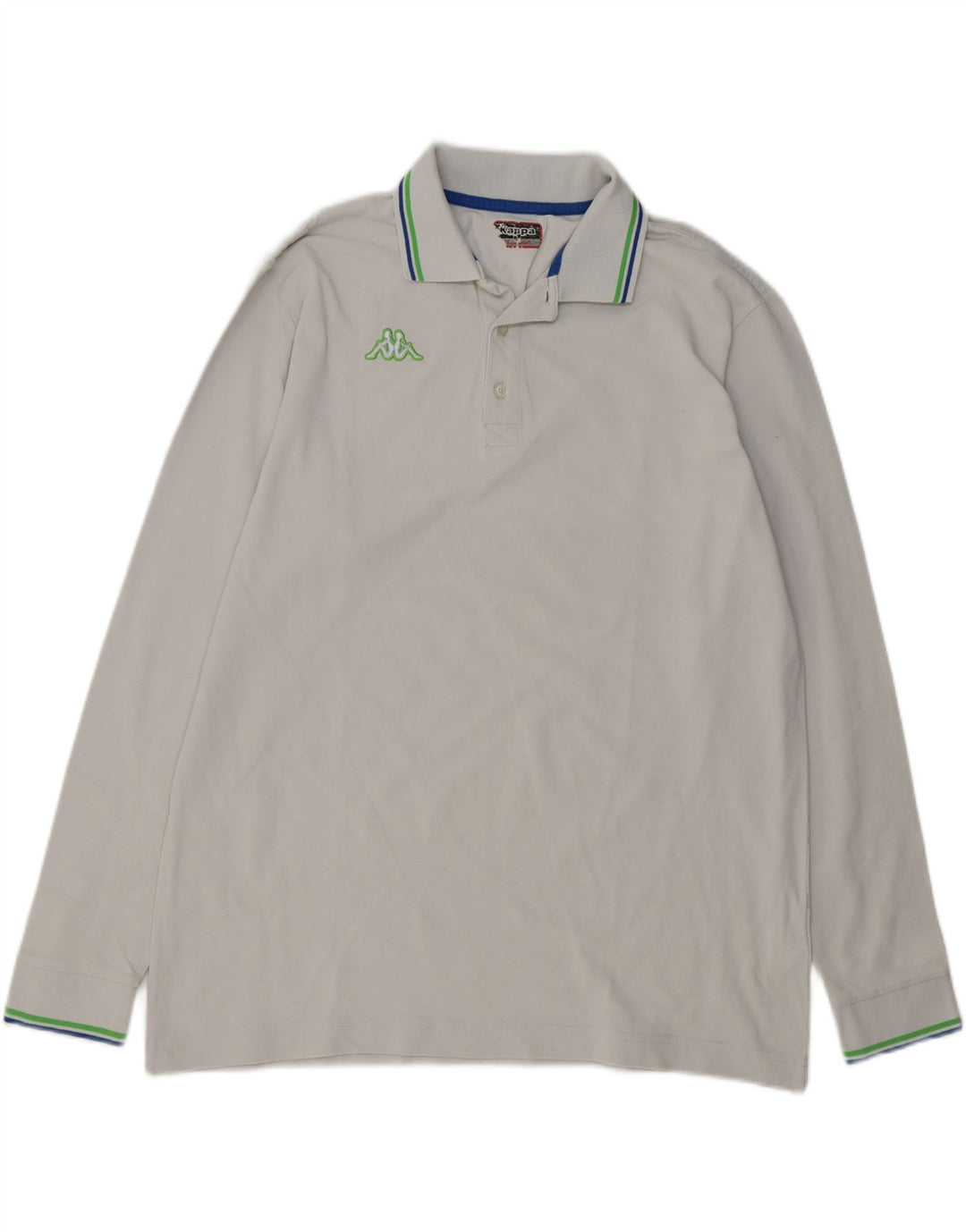 KAPPA Mens Long Sleeve Polo Shirt XL Off White Cotton Vintage Kappa and Second-Hand Kappa from Messina Hembry 