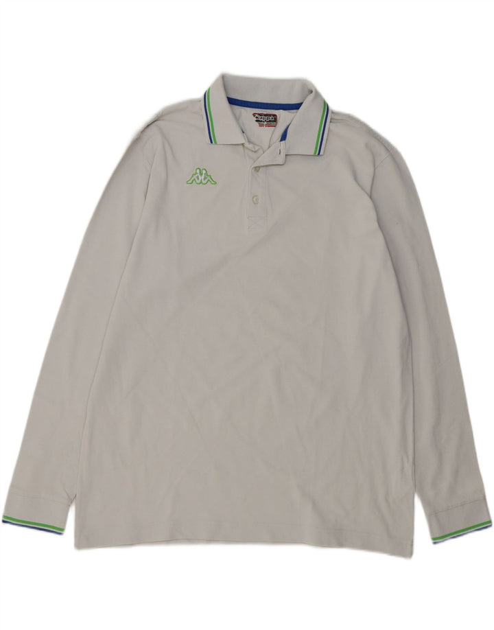 KAPPA Mens Long Sleeve Polo Shirt XL Off White Cotton Vintage Kappa and Second-Hand Kappa from Messina Hembry 