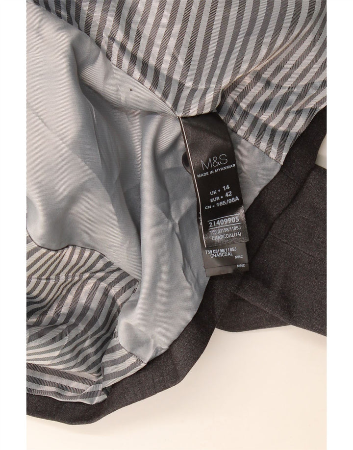 Jaqueta blazer feminina Marks & Spencer com 1 botão Reino Unido 14 grande cinza manchado