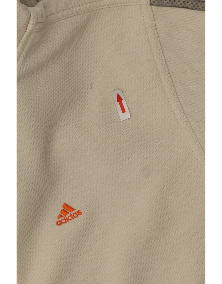 Adidas Mens Zip Neck Hoodie Jumper Médio Branco Poliéster