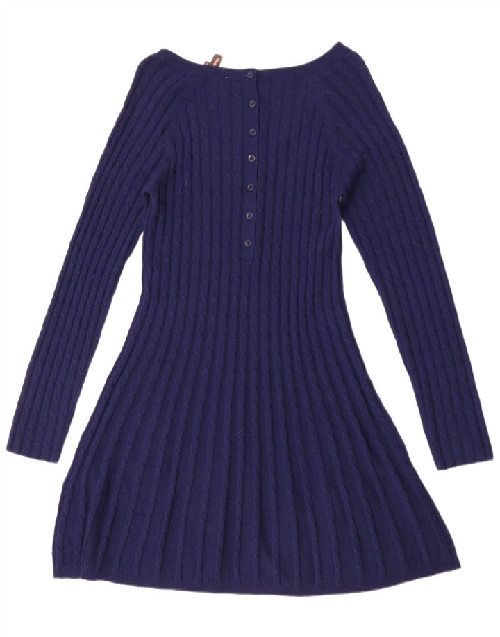 Vestido jumper feminino de manga comprida Phase Eight Reino Unido 12 lã azul marinho médio
