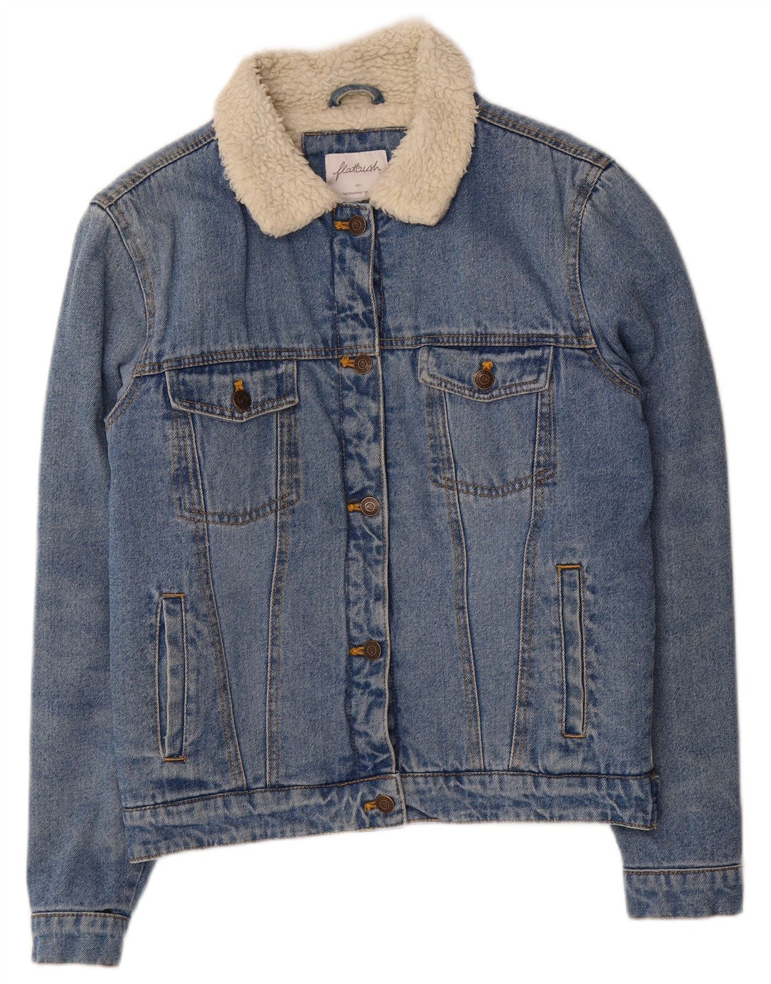 Jaqueta jeans Sherpa de grandes dimensões para mulheres Flatbush Poliéster azul pequeno Reino Unido 10