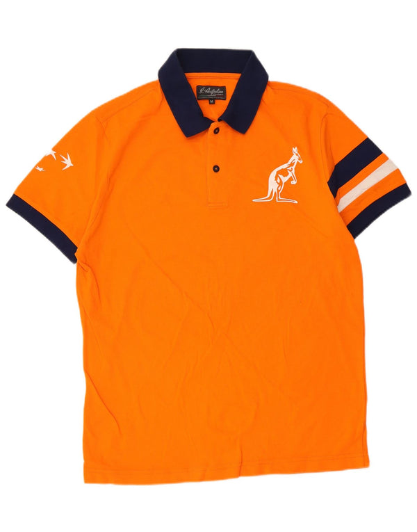 Camisa polo masculina AUSTRALIAN L'ALPINA algodão colorblock laranja médio