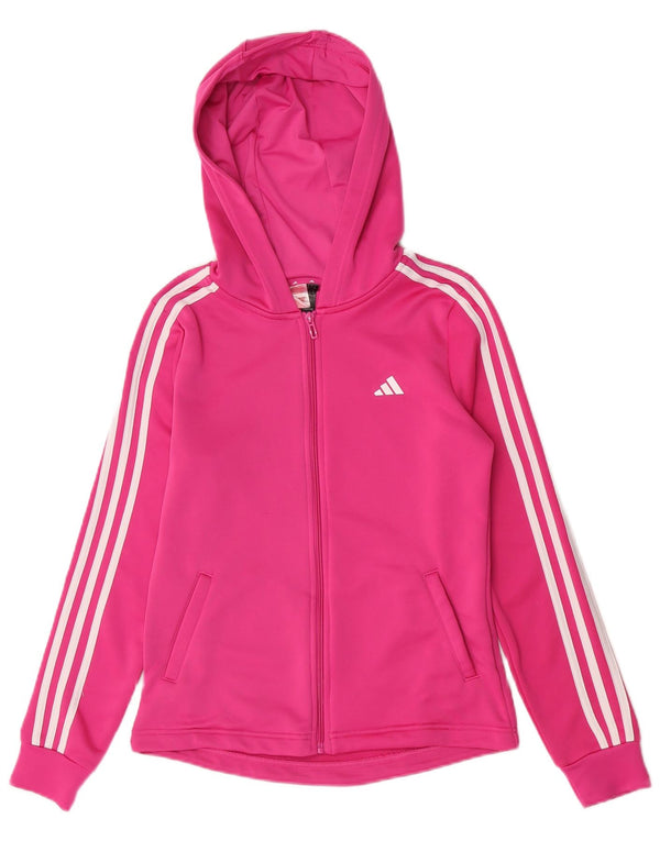 Suéter Adidas feminino com capuz e zíper 14-15 anos rosa poliéster