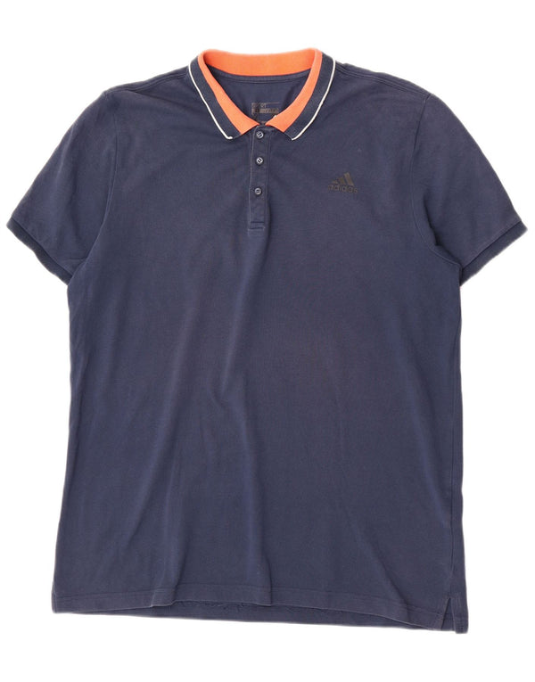 Adidas Mens Climalite Polo Shirt XL Azul Marinho Colorblock Algodão