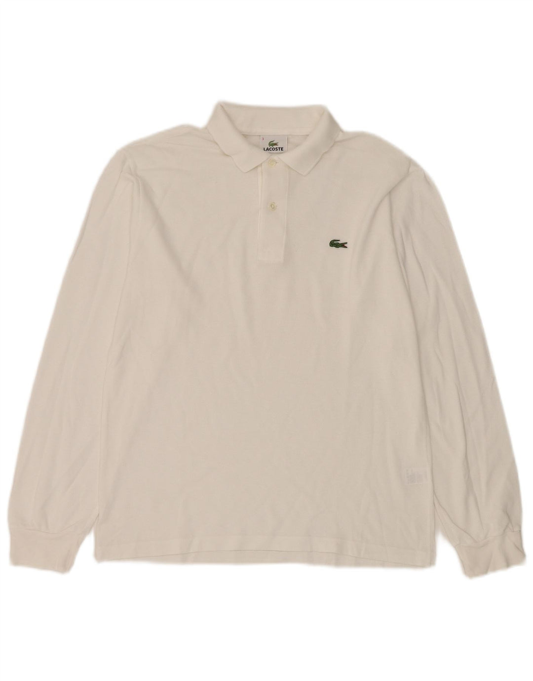 Camisa polo masculina de manga comprida LACOSTE tamanho 3 pequeno algodão branco