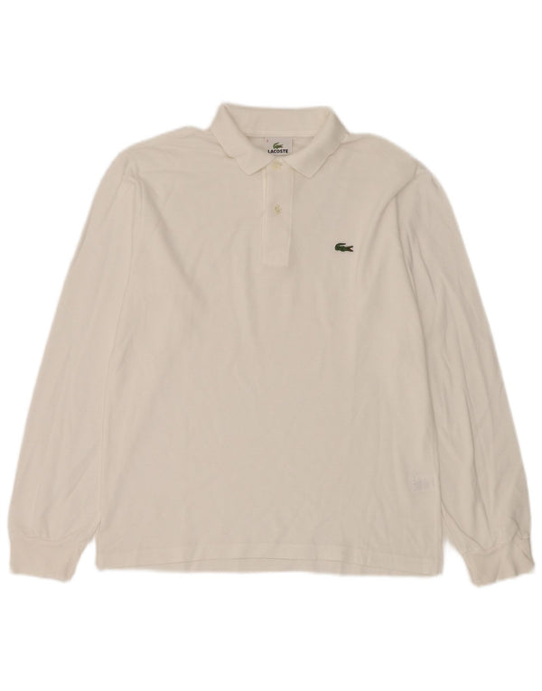 Camisa polo masculina de manga comprida LACOSTE tamanho 3 pequeno algodão branco