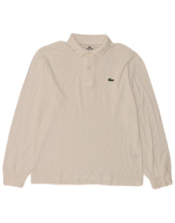 Camisa polo masculina de manga comprida LACOSTE tamanho 3 pequeno algodão branco