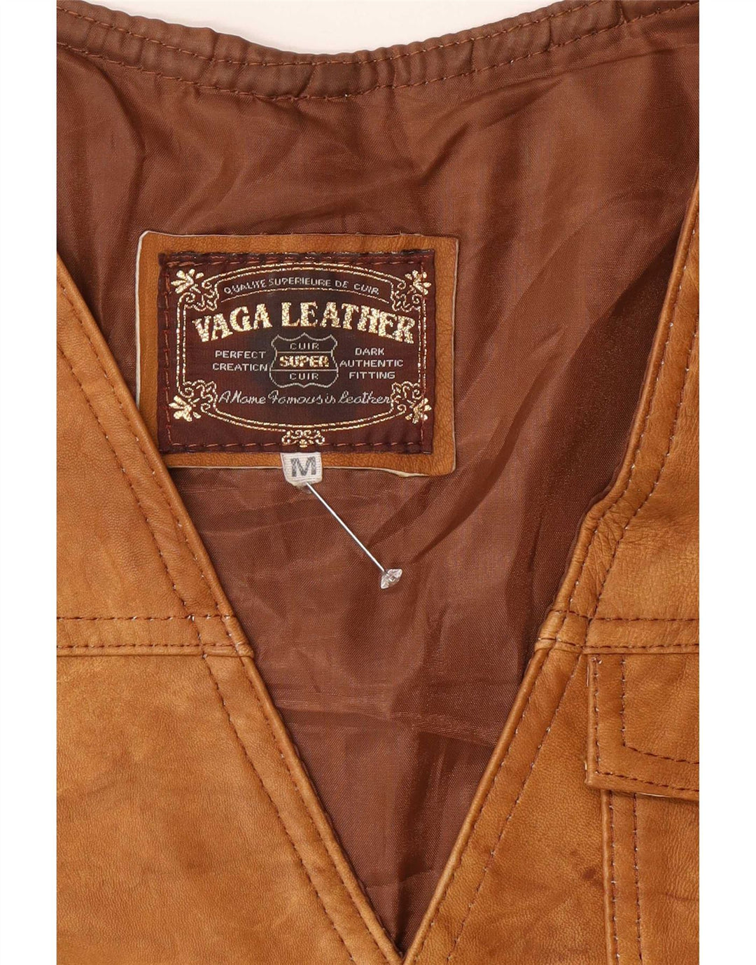 Jaqueta utilitária de couro masculina vintage UK 38 marrom médio