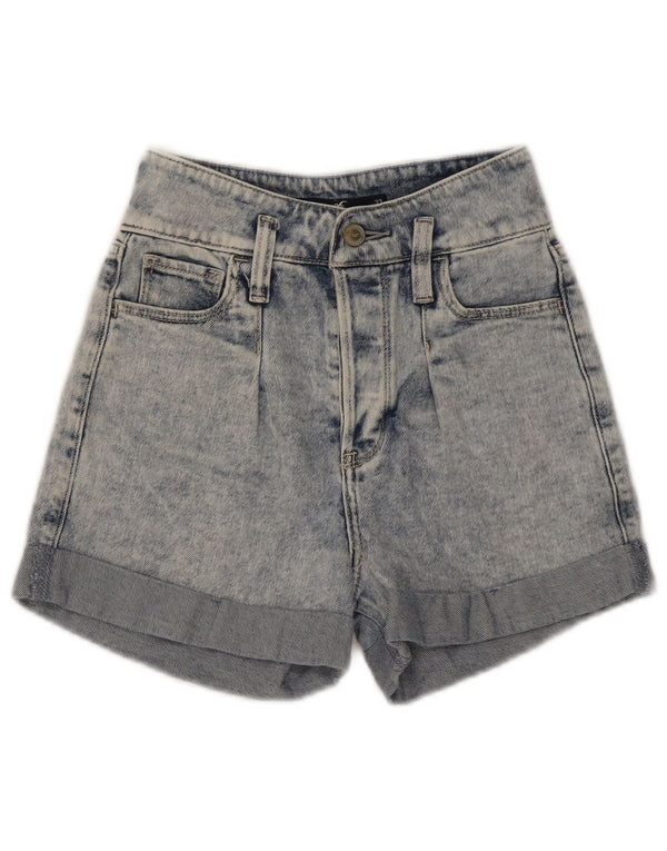 Shorts jeans feminino de cintura alta Hollister US 00 2XS W23 azul