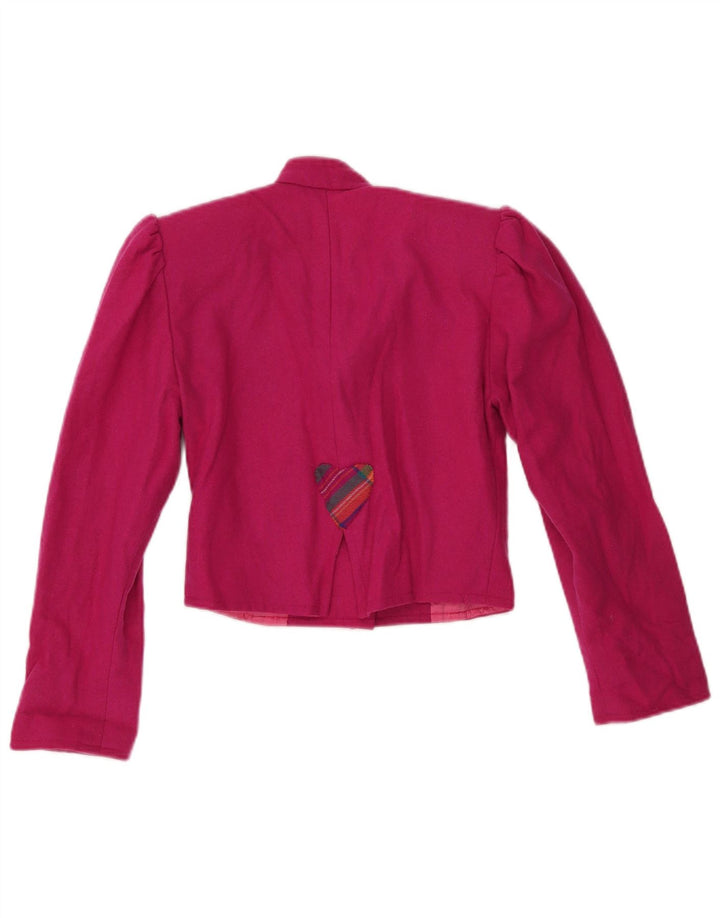 Jaqueta blazer feminina VINTAGE crop 2 botões Reino Unido 6 XS rosa