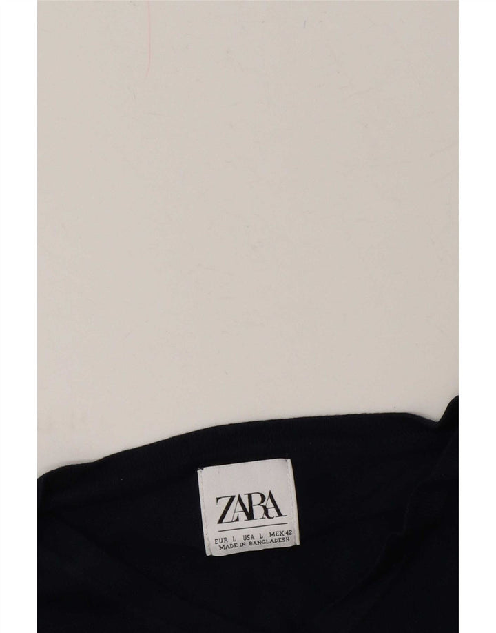 Suéter masculino Zara com decote em V grande azul marinho