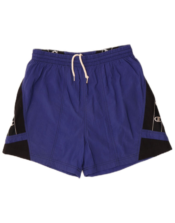 Shorts esportivos masculinos Champion Graphic grande azul colorblock poliamida esportiva