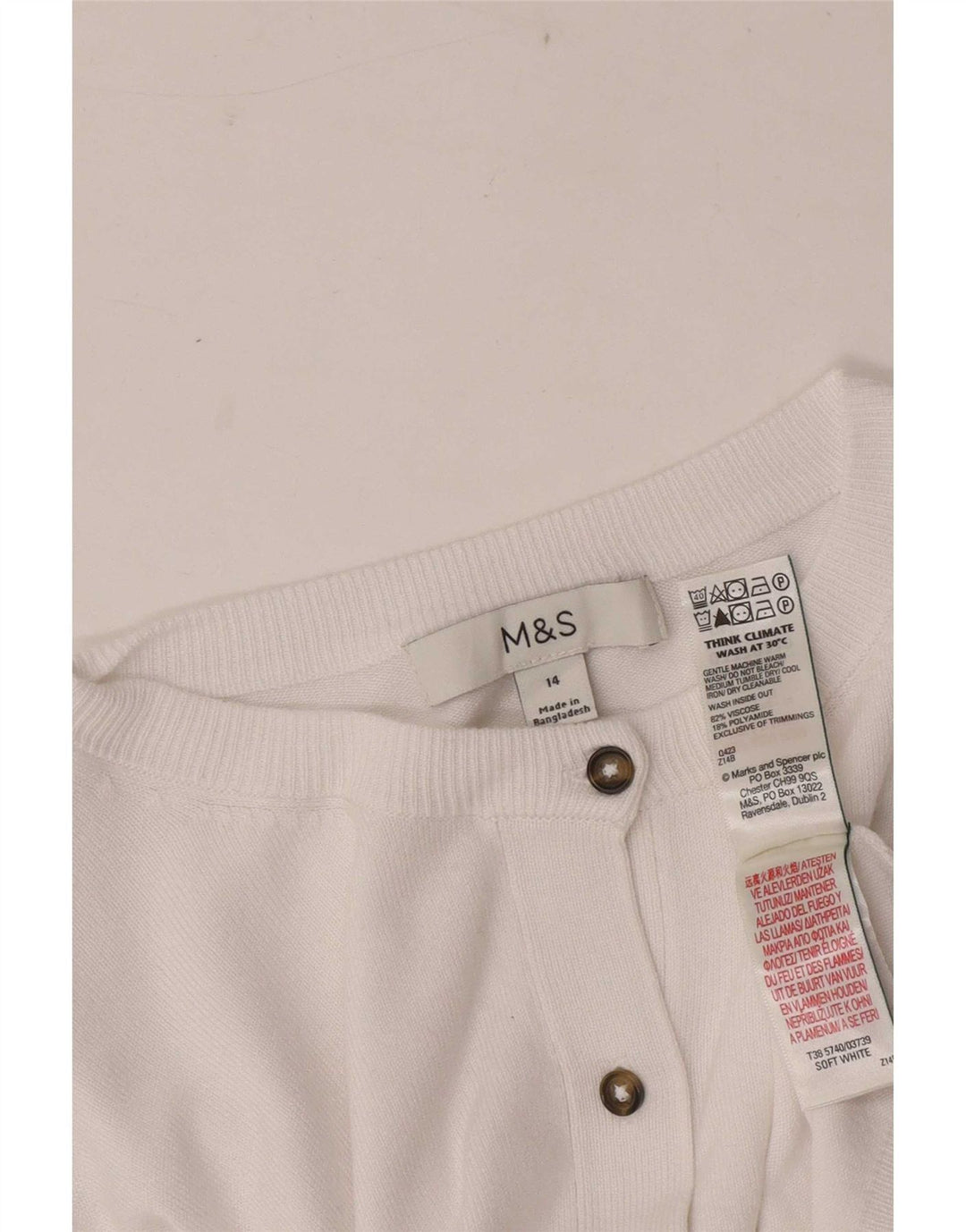 Suéter cardigã feminino Marks & Spencer UK 14 viscose branca média
