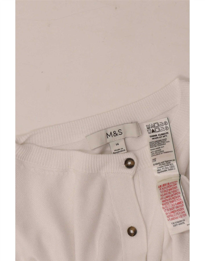 Suéter cardigã feminino Marks & Spencer UK 14 viscose branca média