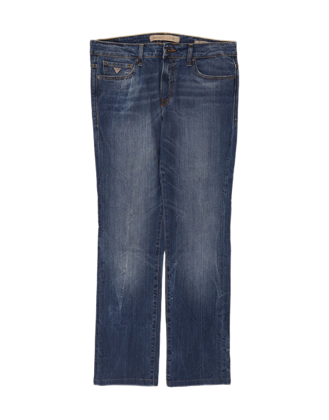 Guess Mens Straight Jeans W34 L32 Azul Algodão