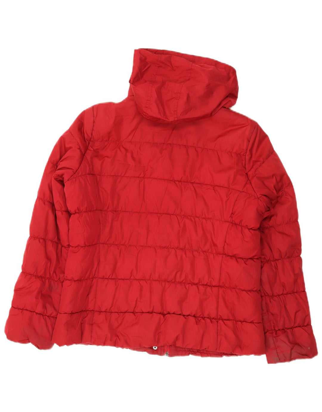 Jaqueta feminina acolchoada com capuz Marks & Spencer Reino Unido 14 poliéster vermelho médio